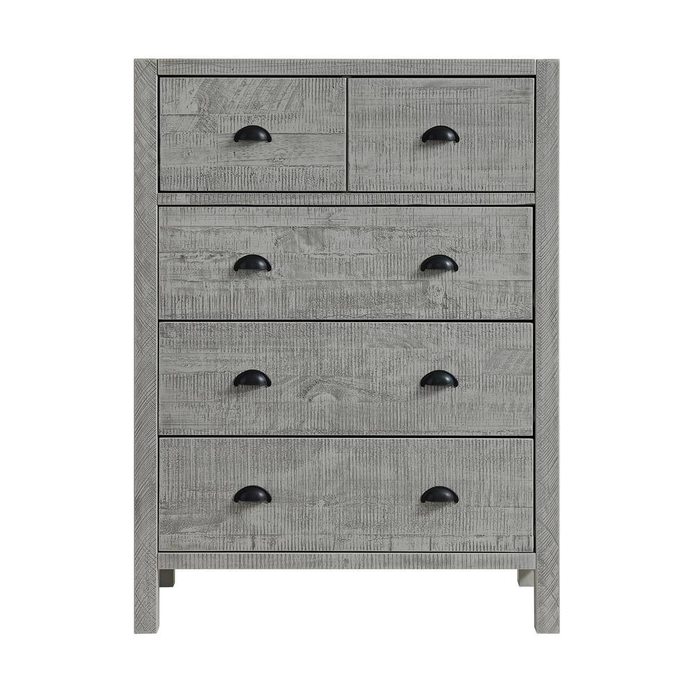 Arden Driftwood Gray Pine Wood 4-Piece Queen Bedroom Set
