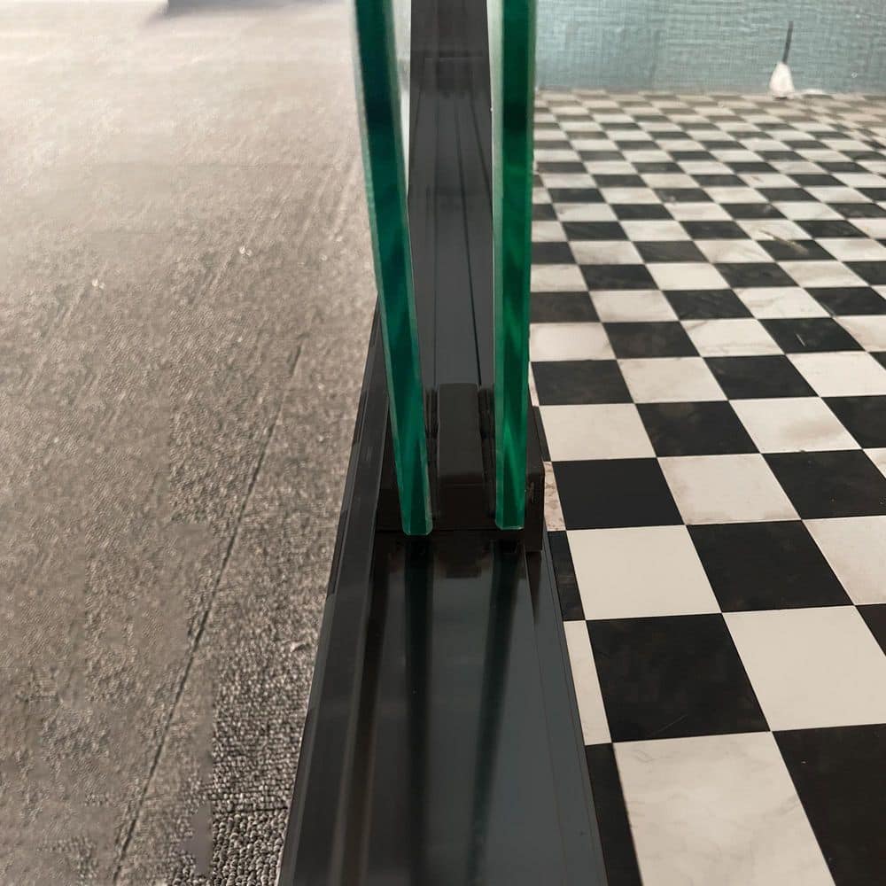 Matte Black Semi-Frameless Sliding Shower Door with Clear Glass