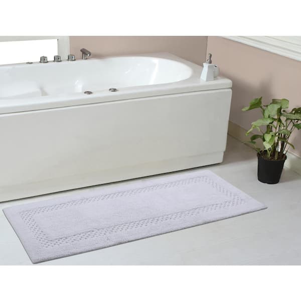 HOME WEAVERS INC Classy 100% Cotton Bath Rugs Set, 21 in. x54 in. Runner, White