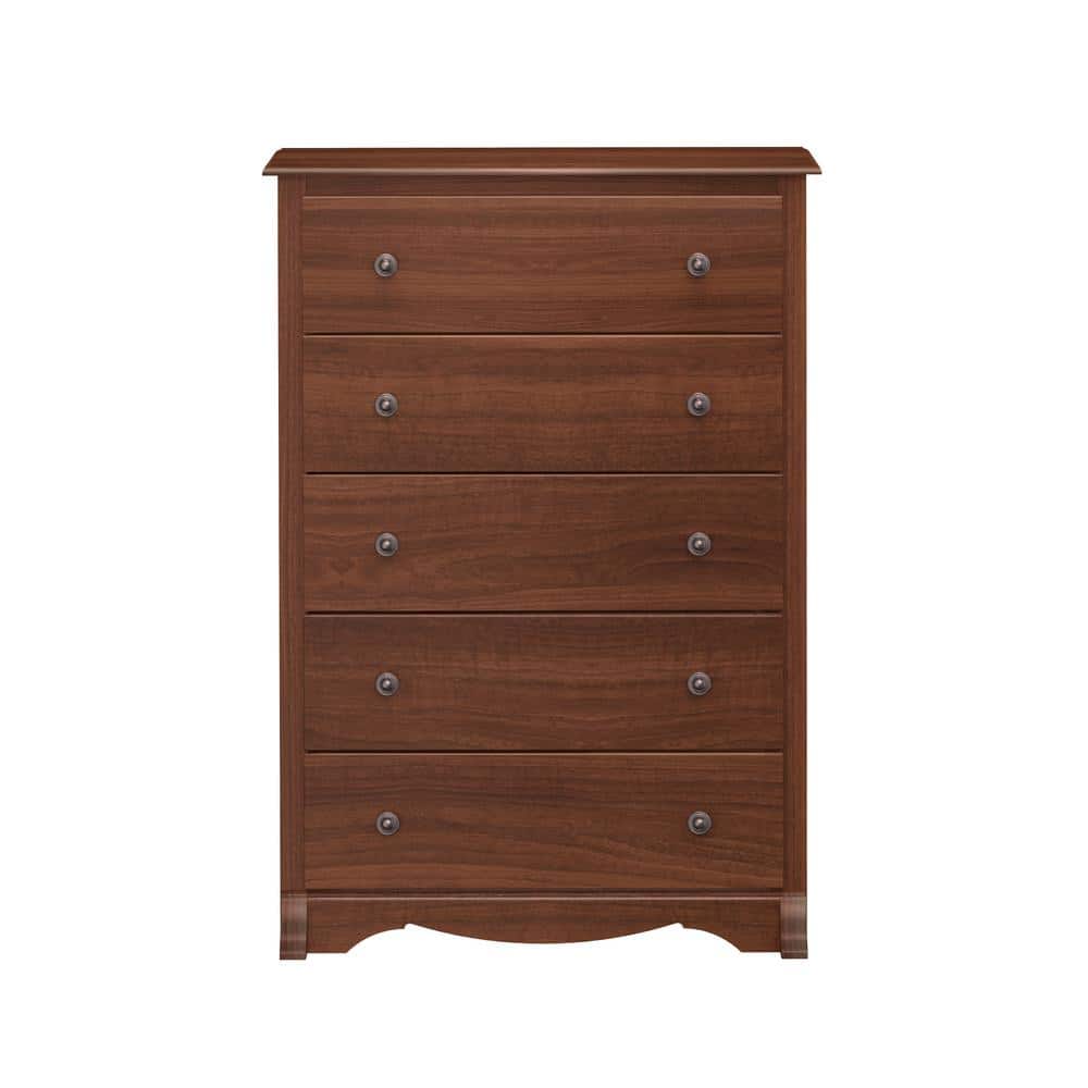 Monterey Cherry 5-Drawer Vertical Dresser with Metal Knobs
