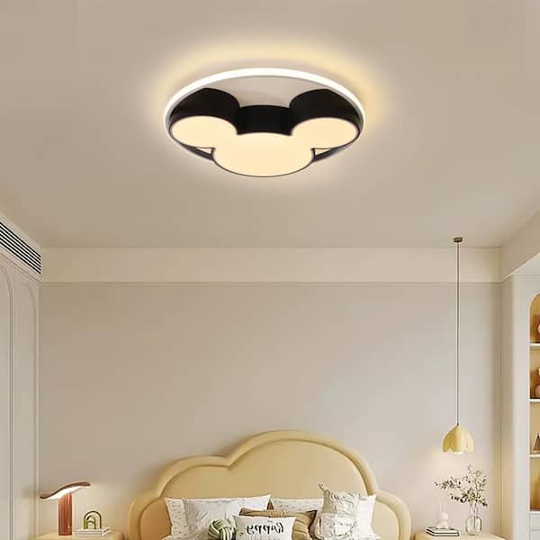 HUOKU Lumin 20.47 in. 1-Light Black and White Smart LED Flush