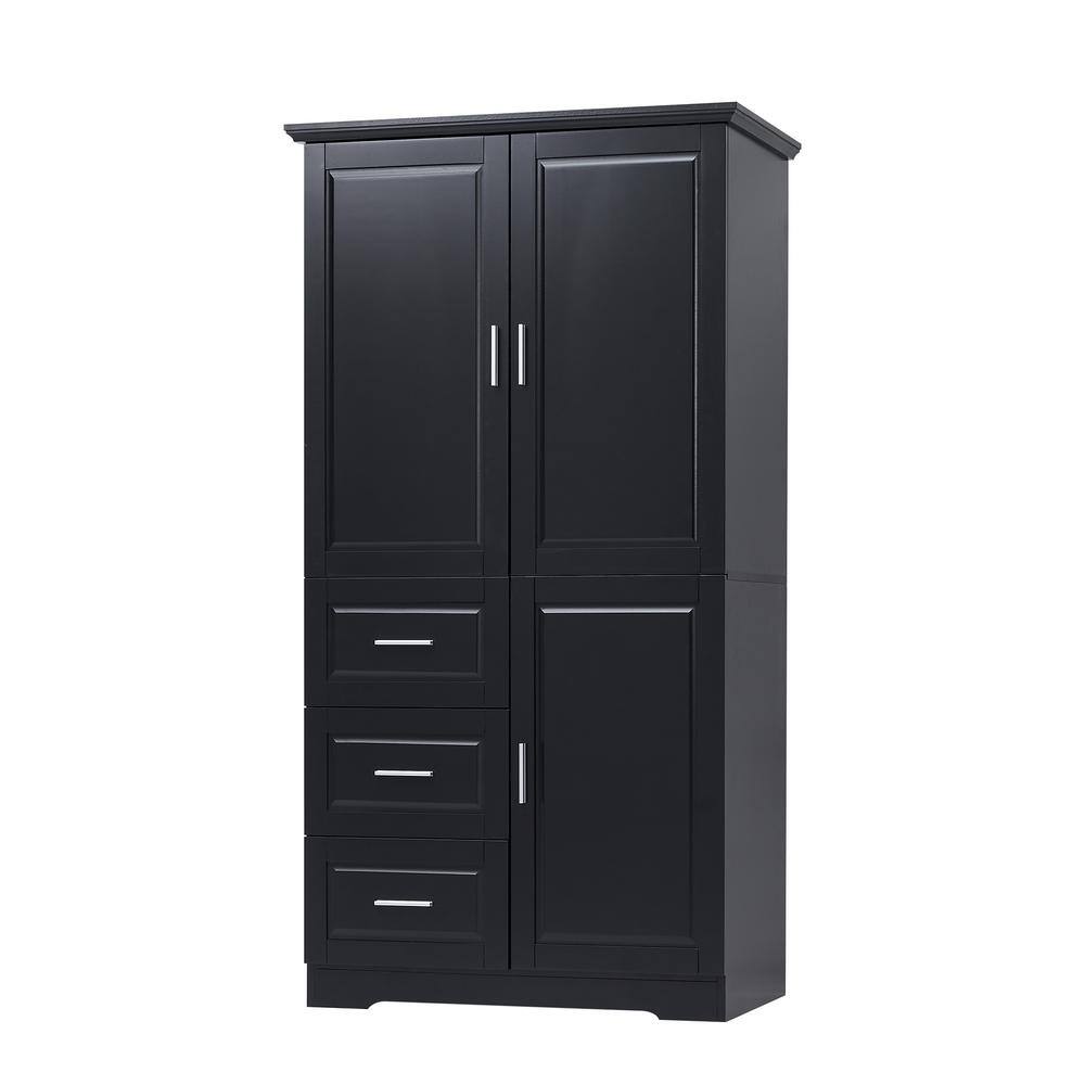 Black Freestanding Kitchen Storage Pantry Cabinet with Drawer