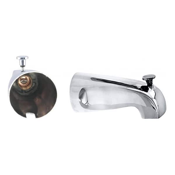 Westbrass 5-1/2 in. Reach Brass Wall Mount Tub Spout with Nose Diverter, Polished Chrome