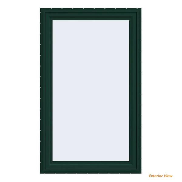 JELD-WEN 35.5 in. x 59.5 in. V-4500 Series Green Painted Vinyl Right-Handed Casement Window with Fiberglass Mesh Screen