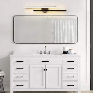 Anquan 27.7 in. 2-Light Modern Black Rectangular LED 3000K Bathroom Vanity Light