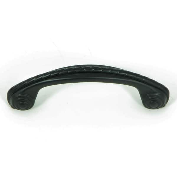 Stone Mill Hardware Charleston 3 in. Center-to-Center Matte Black Rope Design Arch Cabinet Pull