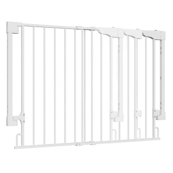 Adjustable 29.2-43 No Bottom Bar Baby/Dog Gate, Hardware Mounted Large Walk Thru Door Child-Proof Safety Gate White Iron