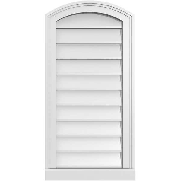 Ekena Millwork 16 in. x 32 in. Arch Top Surface Mount PVC Gable Vent: Functional with Brickmould Sill Frame