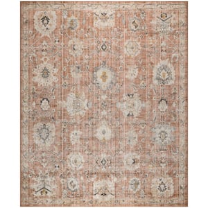 Oushak Home Rust 9 ft. x 12 ft. Floral Traditional Area Rug