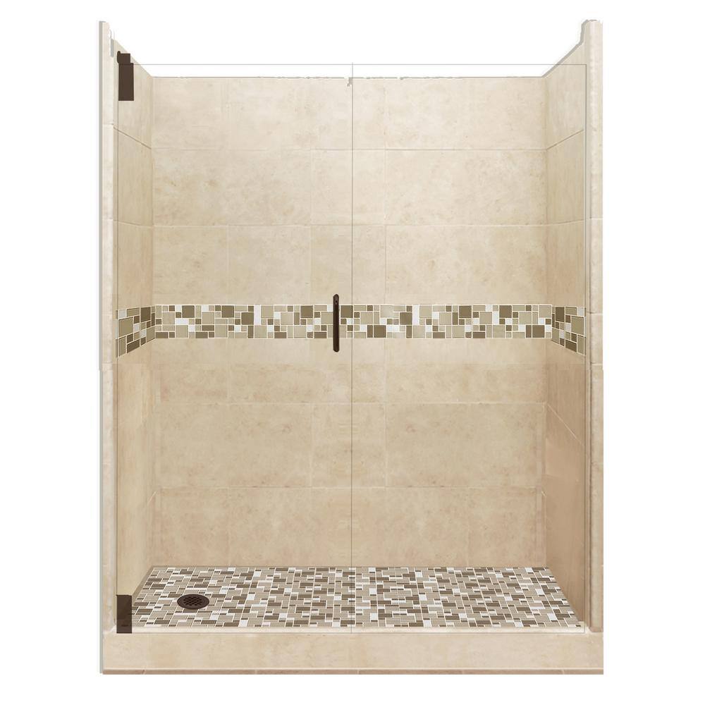 Tuscany Grand Hinged 30 in. x 60 in. x 80 in. Left Drain Alcove Shower Kit in Brown Sugar and Old Bronze Hardware price history on PriceWatchPro