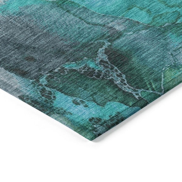 Chantille Machine Washable Indoor/Outdoor Abstract ACN1864 Teal 10 ft. x 14 ft. Accent Rug