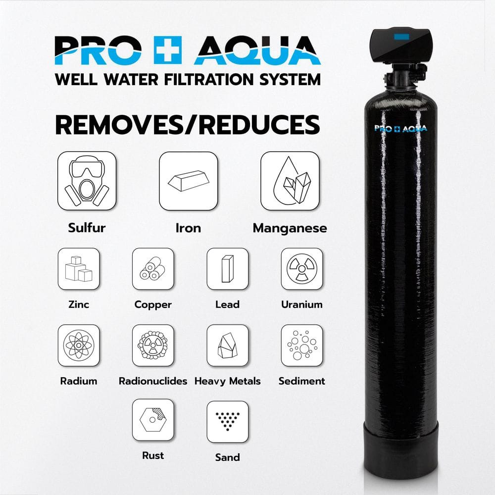 PRO+AQUA Heavy Duty Whole House Well Water Filtration System with Digital Valve