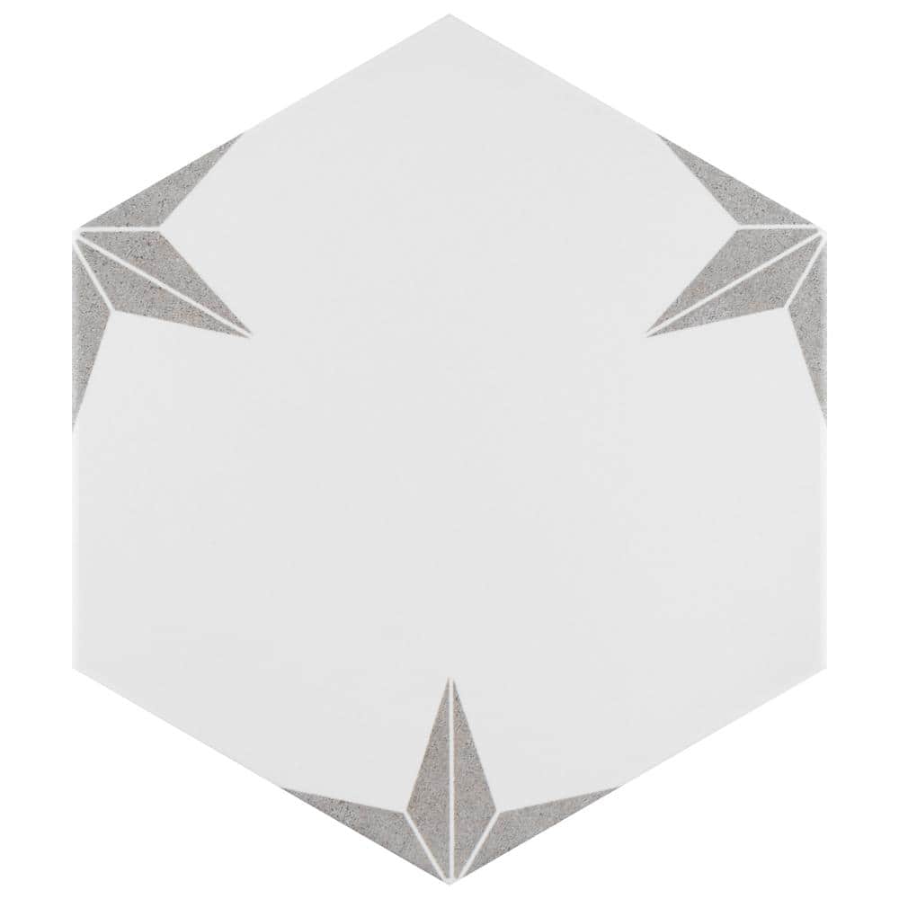 Merola Tile Stella Hex Silver 8-5/8 in. x 9-7/8 in