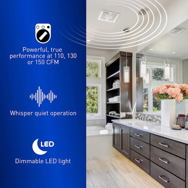 Panasonic WhisperCeiling DC with LED light, Pick-A-Flow 110, 130