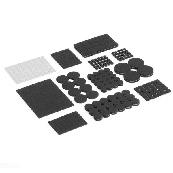 SUPER SLIDERS Assorted Black Heavy-Duty Bumpers and Felt Pads (270-Pack)