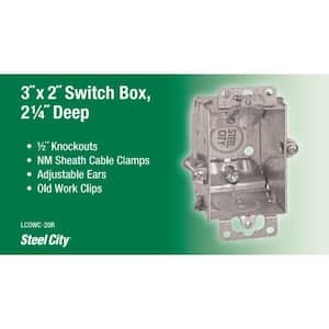 3 in. 10.5 cu. in. Steel Electrical Switch Box with NMSC Clamps