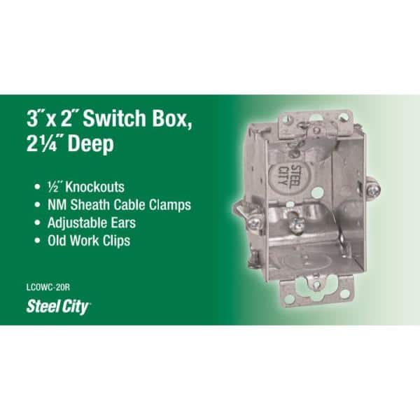 3 in. 10.5 cu. in. Steel Electrical Switch Box with NMSC Clamps (LCOWC-20R)
