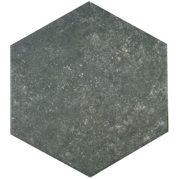 Merola Tile Traffic Hex Dark Grey 8-5/8 in. x 9-7/8 in. Porcelain Floor and Wall Take Home Tile Sample