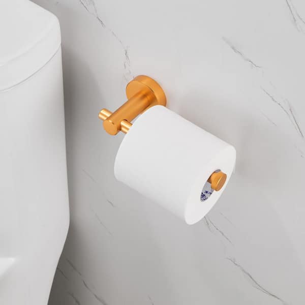 Tileon Wall-Mount Single Post Toilet Paper Holder in Brushed Gold