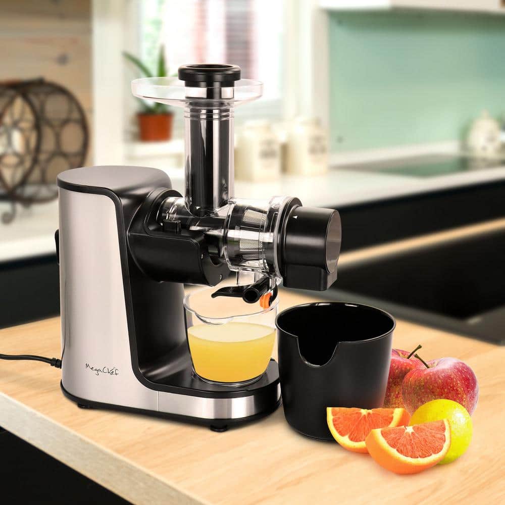 MegaChef Silver Electric Masticating Slow Juicer with Reverse Function