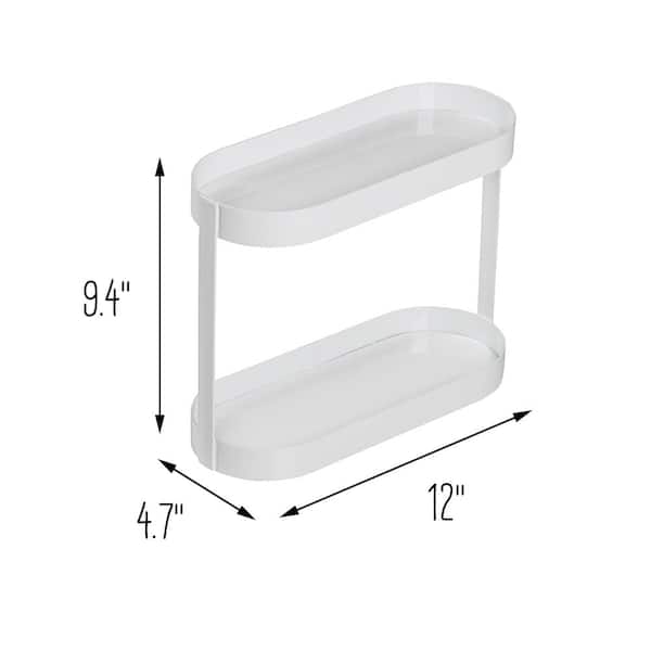 Honey-Can-Do Wall Mounted Bathroom Shelf with Towel Bar and Oval Top Tray, White