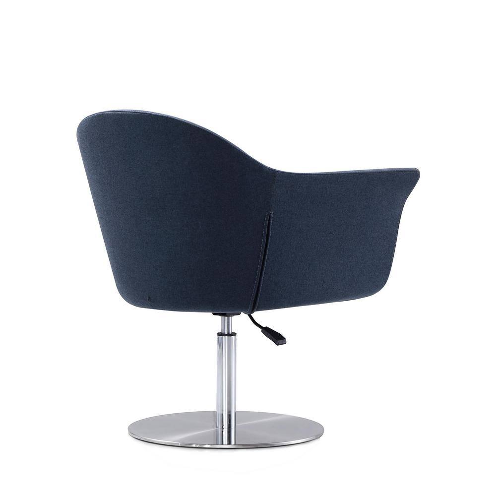 Smokey Blue Metal Swivel Accent Chair with Adjustable Height