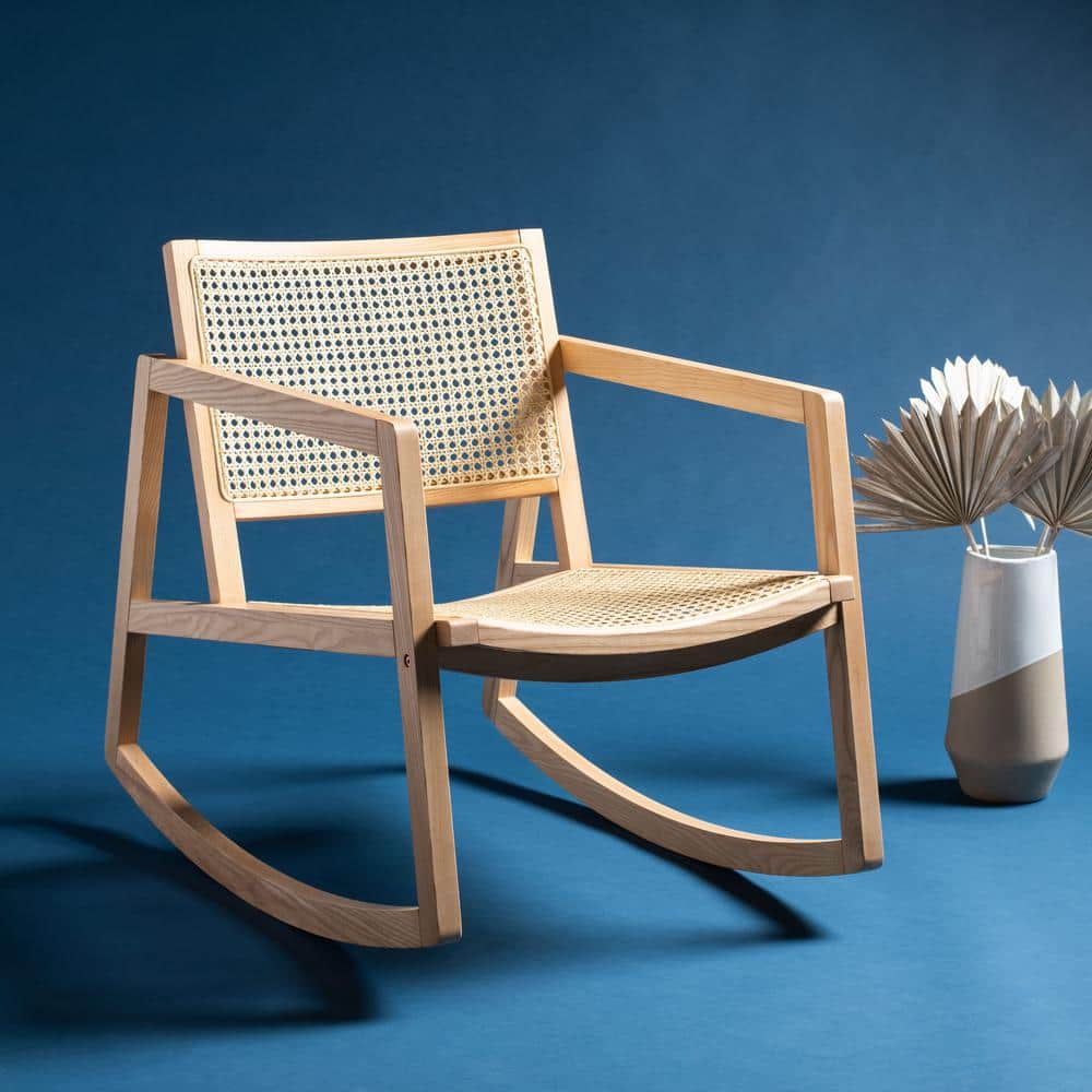 Coastal Comfort Natural Rattan 23" Glider Rocking Chair