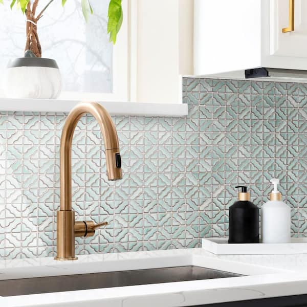 Hudson Tower Mint Green 12 in. x 12 in. Porcelain Floor and Wall Mosaic Tile (10.2 sq. ft. /Case)