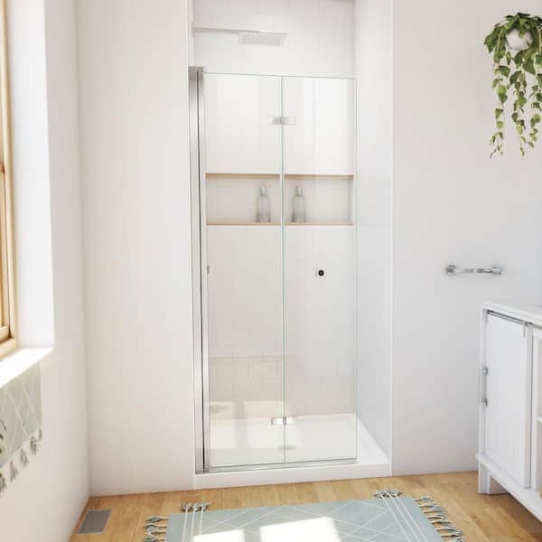 DreamLine 32 in. L x 32 in. W x 74-3/4 in. H Alcove Shower Kit with Bi-Fold Frameless Shower Door and Shower Pan