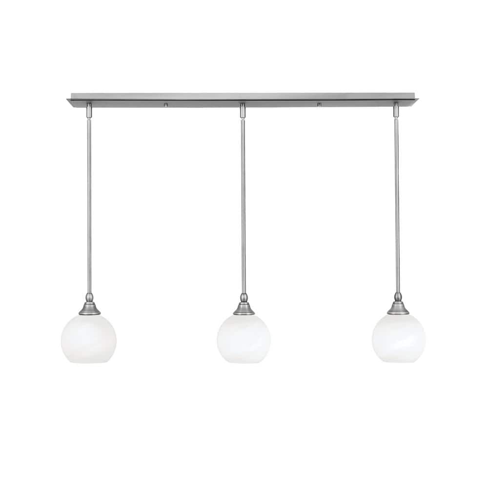 Livingston 100-Watt 3-Light Nickel Shaded Pendant Light with 5.75 in. White