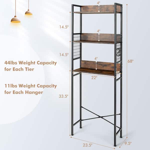 Organize It All Bronze 2-Tier Metal Freestanding Bathroom Shelf (25.25-in x  64.5-in x 10.25-in) in the Bathroom Shelves department at