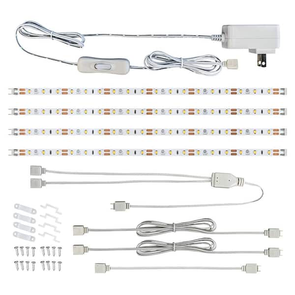 Commercial Electric 12 in. LED Linkable White Flexible Tape Under Cabinet Light Kit (4-Strip Pack)