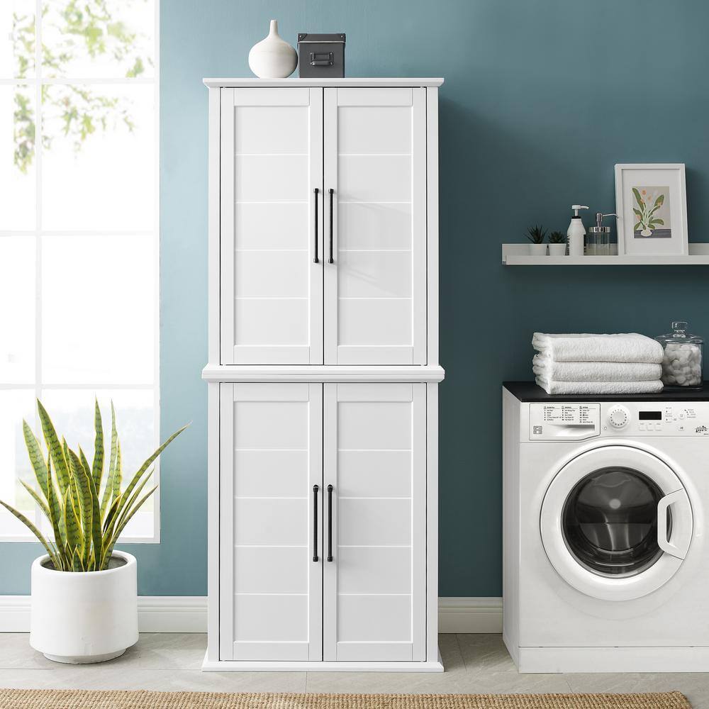 Bartlett Tall White MDF Freestanding Storage Pantry with Adjustable Shelves