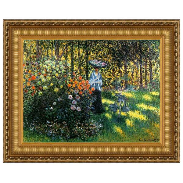 Design Toscano Woman with a Parasol in Garden in Argenteuil by Claude Monet Framed Nature Oil Painting Art Print 14.75 in. x 17.25 in.