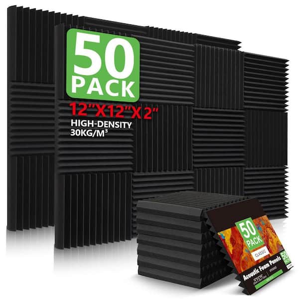 UUDULY 1 in. T x 1 ft. x 1 ft. Black Polyurethane Sound Absorbing