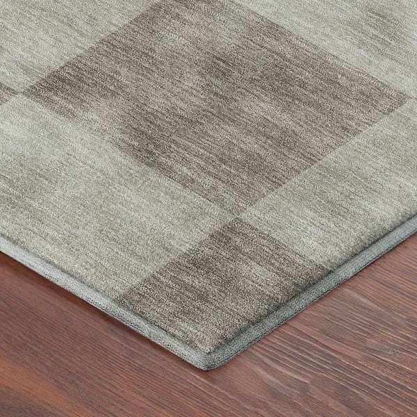 Mayfield Premium Machine Washable Abstract AMF2345 Khaki 5 ft. x 7 ft. 6 in. Area Rug