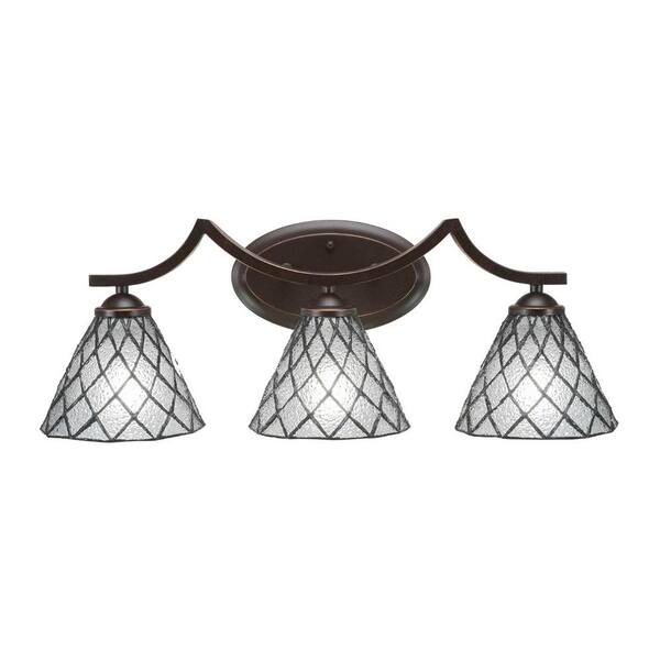 Filament Design Dark Granite Vanity Light with 4 in. Diamond Ice Art Glass Shade