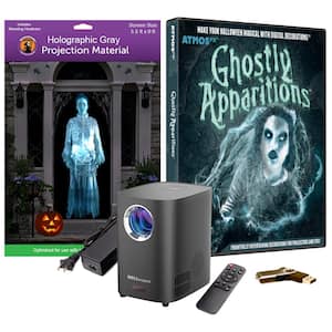 USB Projector Kit-AtmosFx Ghostly Apparitions I USB Projector 5.5 ft. x 9 ft. L Gray Holographic Screen