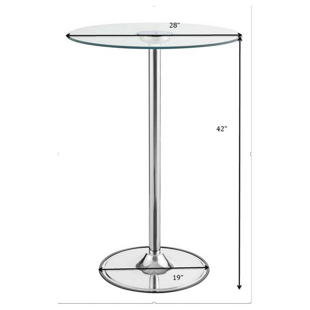 Round Clear Glass Extendable Bar Height Table with Chrome Base