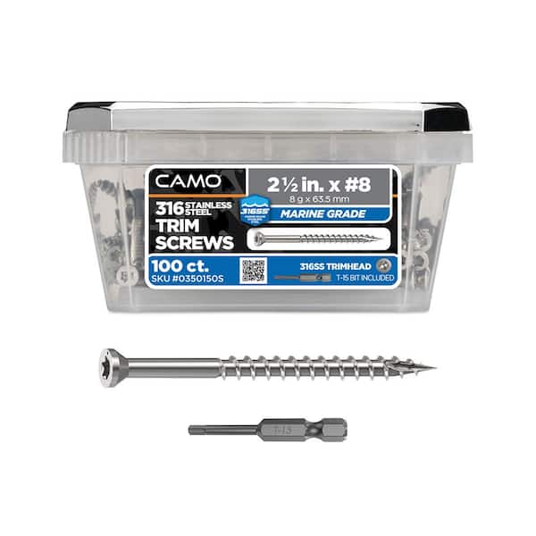 2-1/2 in. #8 316 Stainless Steel Premium Star Drive Trim Screws (100-Count)