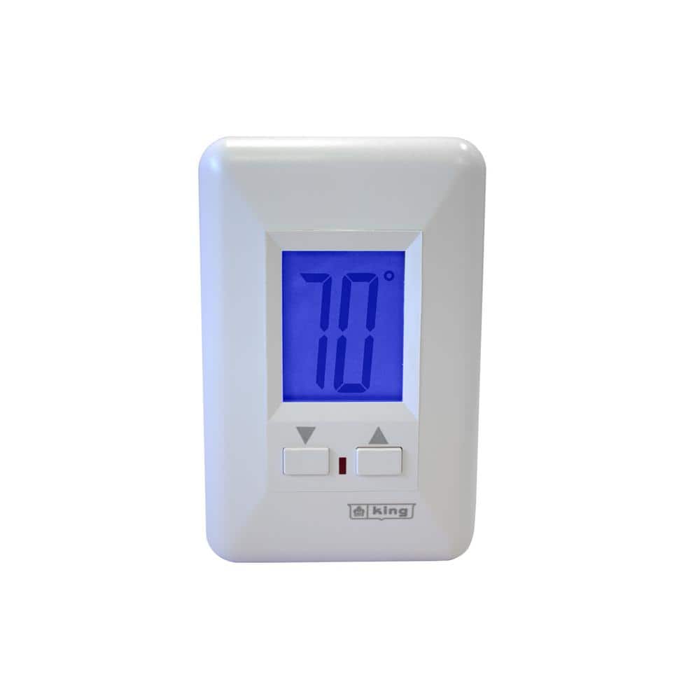 White Digital Line Voltage Thermostat with LCD Display
