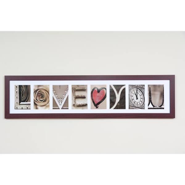 Imagine Letters 8-Opening 4 in. x 6 in. White Matted Brown Photo Collage Frame