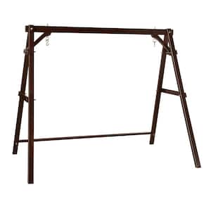 84 in. 3-Person Carbonized Wood Porch Patio Swing Stand