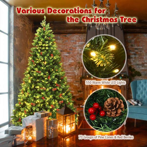 7.5Ft Pre-Lit Hinged Christmas Tree store With 550 Led Lights