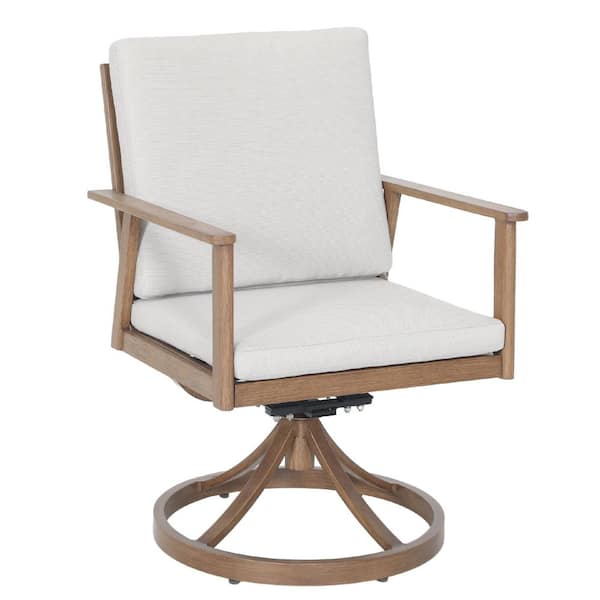 Zeus & Ruta 24.8 in. Aluminum Outdoor Dining Chair with Beige Cushion and Back Pad, Patio Armchair for Backyard (2 pack)