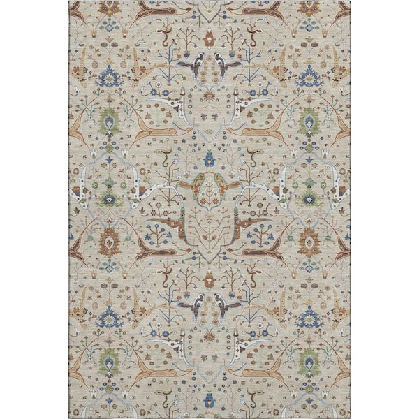 Mayfield Premium Machine Washable Abstract AMF2250 Beige 9 ft. x 12 ft. Area Rug