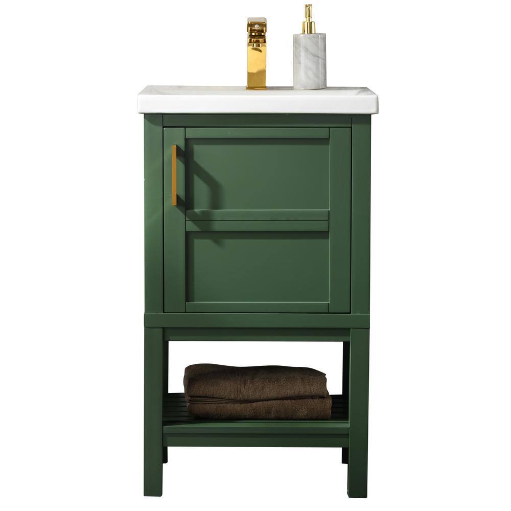 Urban Furnishing Bailey 20 In W X 157 In D Bath Vanity In Green With Porcelain Vanity Top In White With White Basin Sp Bailey 20vg The Home Depot