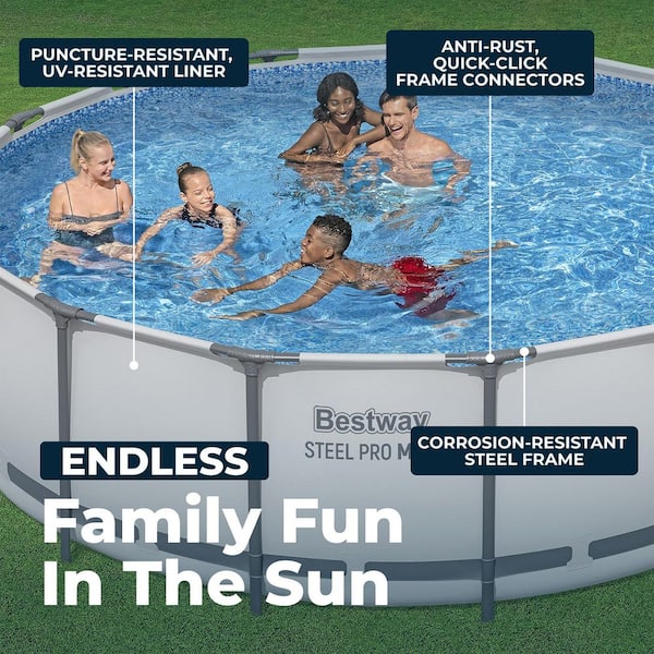 Bestway Steel Pro MAX 15 ft. Round 48 in. Deep Above Ground Pool