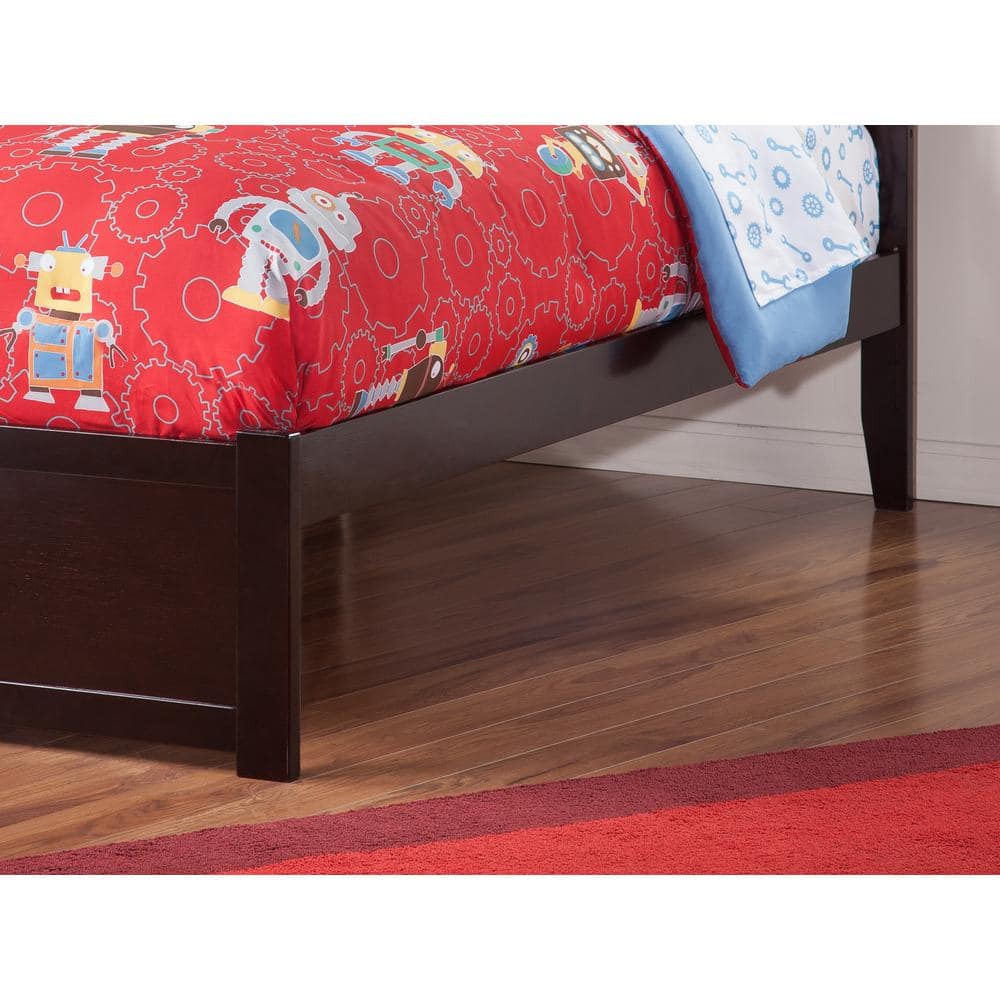 Espresso Twin Wood Platform Bed with Trundle and Slats