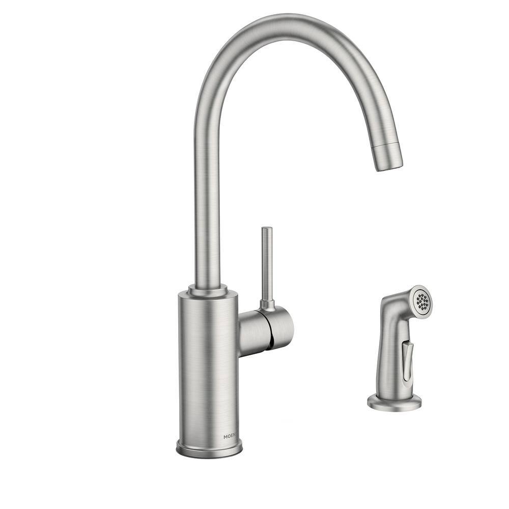 Kitchen Faucets Moen Sombra Single Handle Kitchen Faucet Side Sprayer In Spot Resist Stainless Home Garden